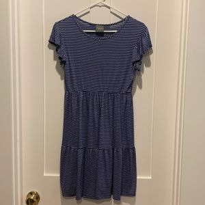 NWOT Blue and White Striped Olivia Rae Ruffled Dress